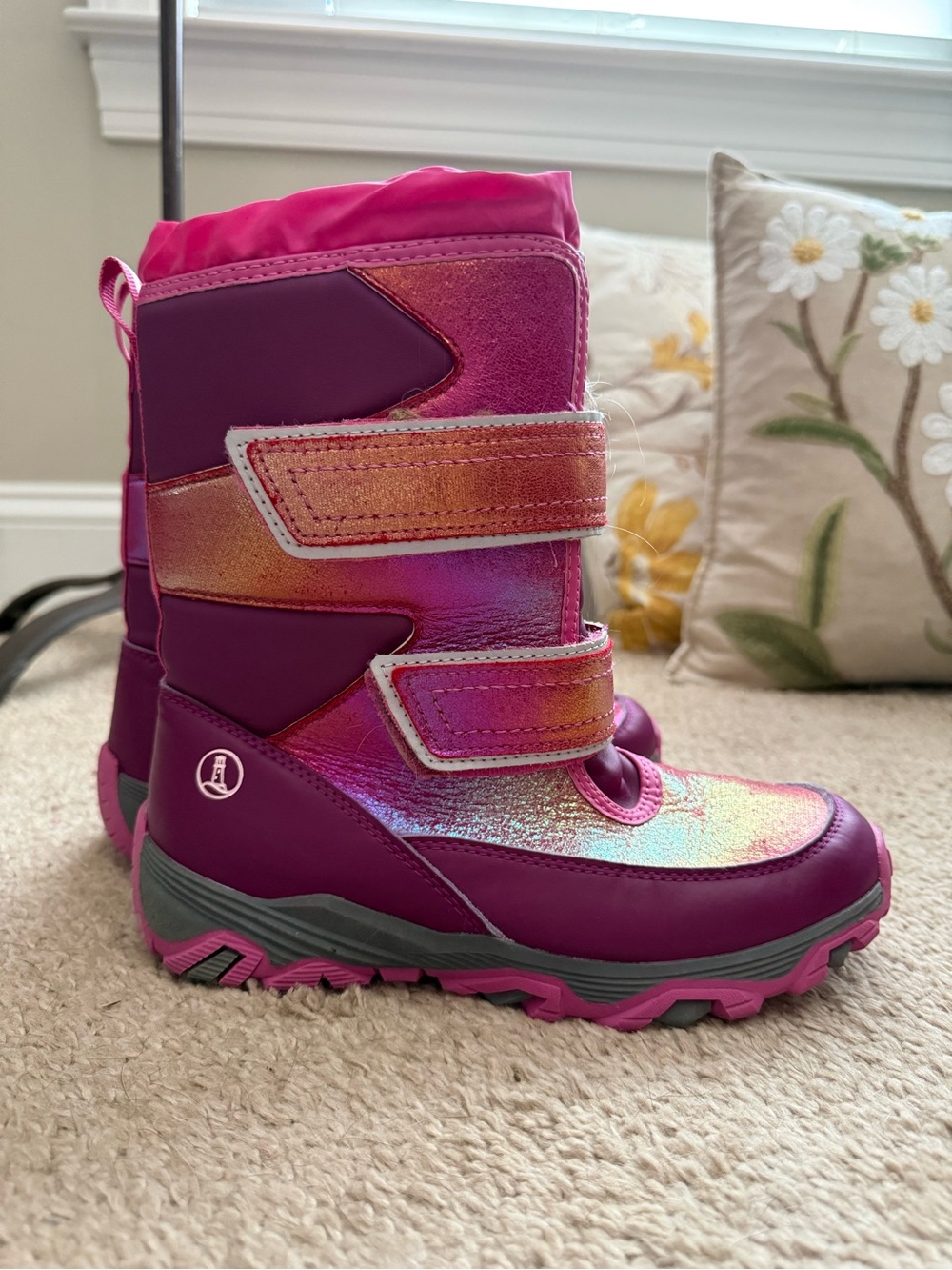 Lands' End Kids Iridescent Pink & Purple Snow Boots
